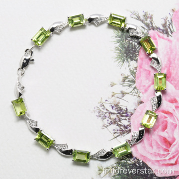 Bracelet en argent sterling Natural Peridot 925